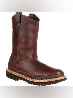 Georgia Boot Giant Wellington Pull-On Work Boot Brown Leather 10M